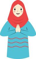 Muslim Character with Eid Mubarak Greeting Pose. Isolated on White Background. vector