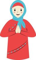Muslim Character with Eid Mubarak Greeting Pose. Isolated on White Background. vector