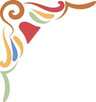 Vintage Groovy Corner Frame on White Background. vector