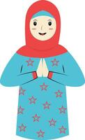 Muslim Character with Eid Mubarak Greeting Pose. Isolated on White Background. vector