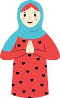Muslim Character with Eid Mubarak Greeting Pose. Isolated on White Background. vector