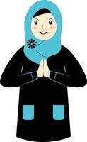 Muslim Character with Eid Mubarak Greeting Pose. Isolated on White Background. vector