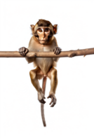 Monkey perched on branch, isolated on transparent background png