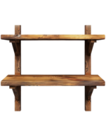 old-fashioned wooden shelf, set against a plain transparent background png