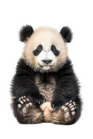 Panda seated alone against transparent backdrop png
