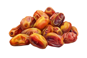 Pile of dates fruit, isolated against a transparent background png