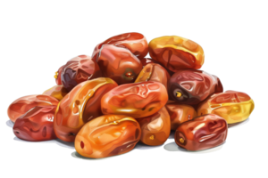 Pile of dates fruit, isolated against a transparent background png