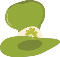 St. Patrick's Day Leprechaun Hat with Tree Leaves Clover Icon. Isolated on White Background vector
