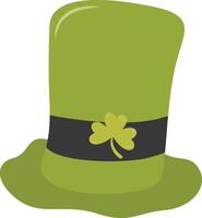 St. Patrick's Day Leprechaun Hat with Tree Leaves Clover Icon. Isolated on White Background vector