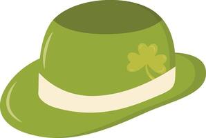 St. Patrick's Day Leprechaun Hat with Tree Leaves Clover Icon. Isolated on White Background vector