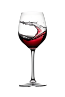 Wine glass with red wine splash, isolated on transparent png