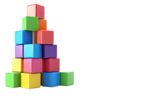 stack of colorful toy blocks, set against a transparent background png