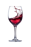 Wine glass with red wine splash, isolated on transparent png