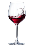 Wine glass with red wine splash, isolated on transparent png