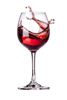 Wine glass with red wine splash, isolated on transparent png