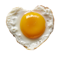 sunny side up egg shaped like a heart, isolated against a transparent background png