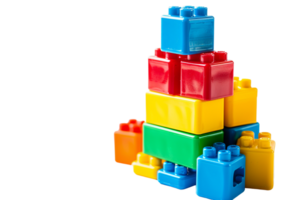 stack of colorful toy blocks, set against a transparent background png