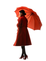 Woman with umbrella, isolated against a transparent background png