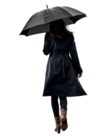 Woman with umbrella, isolated against a transparent background png