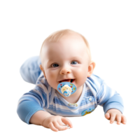 lächelnd Baby Lügen auf das Fußboden mit ein Schnuller im es ist Mund png