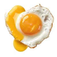 sunny side up egg shaped like a heart, isolated against a transparent background png