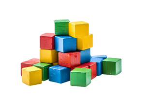 stack of colorful toy blocks, set against a transparent background png