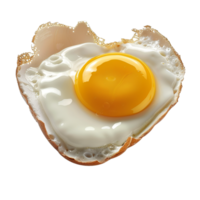 sunny side up egg shaped like a heart, isolated against a transparent background png