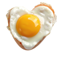 sunny side up egg shaped like a heart, isolated against a transparent background png