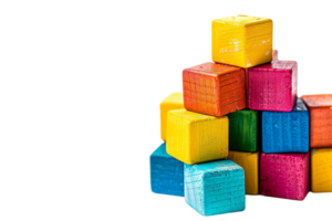 stack of colorful toy blocks, set against a transparent background png