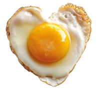 sunny side up egg shaped like a heart, isolated against a transparent background png