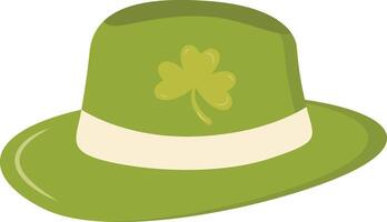 St. Patrick's Day Leprechaun Hat with Tree Leaves Clover Icon. Isolated on White Background vector