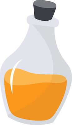 Magic Bottle Potion with Liquid. Isolated on White Background. Illustration in Cartoon Design Concept.