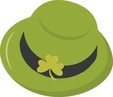 St. Patrick's Day Leprechaun Hat with Tree Leaves Clover Icon. Isolated on White Background vector