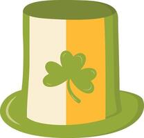 St. Patrick's Day Leprechaun Hat with Tree Leaves Clover Icon. Isolated on White Background vector