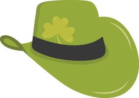 St. Patrick's Day Leprechaun Hat with Tree Leaves Clover Icon. Isolated on White Background vector