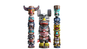 set of totems isolated on a transparent background png