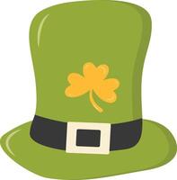 St. Patrick's Day Leprechaun Hat with Tree Leaves Clover Icon. Isolated on White Background vector