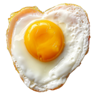 sunny side up egg shaped like a heart, isolated against a transparent background png