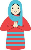 Muslim Character with Eid Mubarak Greeting Pose. Isolated on White Background. vector