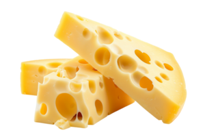 Swiss cheese slices, isolated against a transparent background png