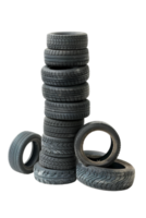 Stack of tires alone against transparent backdrop png