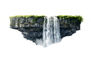 Waterfall on the horizon, isolated against a transparent background png