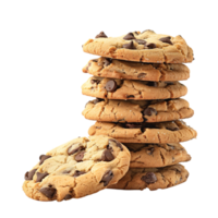 stack of chocolate chip cookies, isolated on a transparent background png