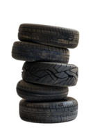 Stack of tires alone against transparent backdrop png