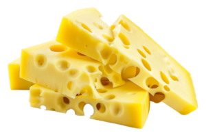 Swiss cheese slices, isolated against a transparent background png