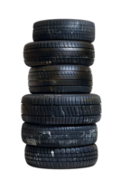 Stack of tires alone against transparent backdrop png