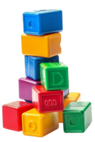 stack of colorful toy blocks, set against a transparent background png