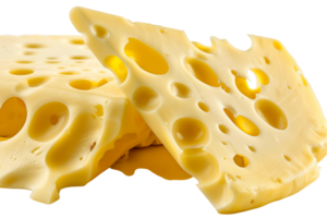 Swiss cheese slices, isolated against a transparent background png