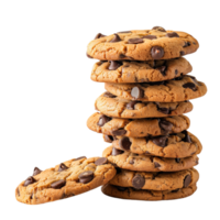 stack of chocolate chip cookies, isolated on a transparent background png