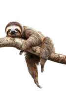 sloth perched on a branch, all by itself against a transparent background png
